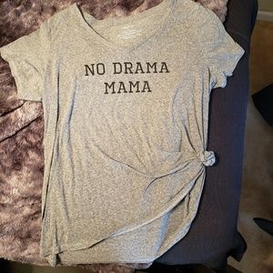 GREY 'NO DRAMA MAMA' V-NECK TEE